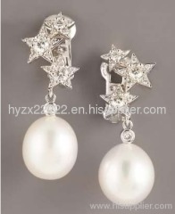 fashion star earrings,freshwater pearl earrings,925 silver jewelry,fine jewelry