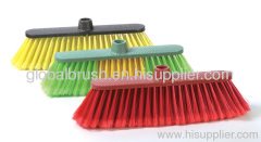 HQ0577R household hand broom,PP broom,indoor soft broom with long PVC coated wooden handle