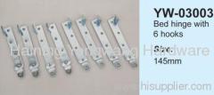 Bed hinge with 6 hooks