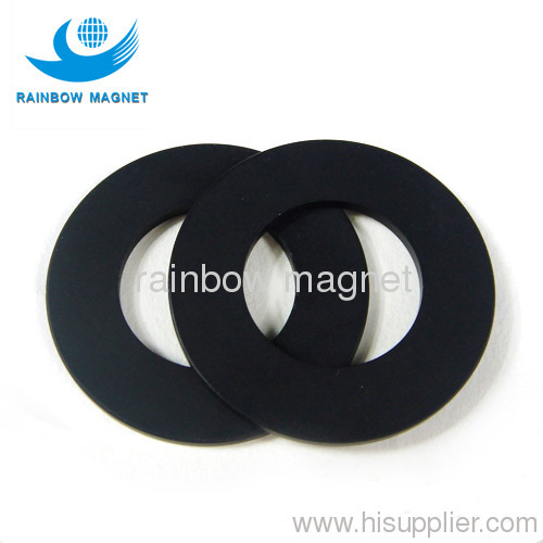 Permanent neodymium Iron Boron ring magnets black epoxy coat