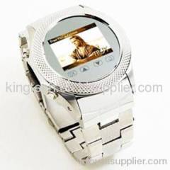 silver color stainless steel watch phone with FM Bluetoothe Camera