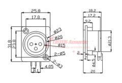 3-pin XLR female chassis sockets