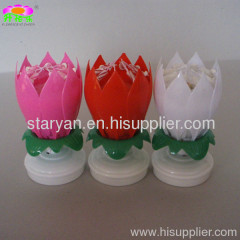 Rotating-lotus flower musical gift birthday candle