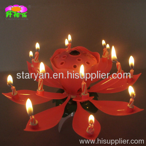 Double-deck lotus flower gift birthday candles