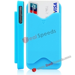 Hot Selling Credit Card Holder Hard Back Case for iPhone 4S with Anti-Dust Button(Blue)