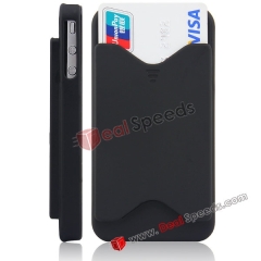 Wholesale ID Credit Card Holder Hard Back Cover for iPhone 4S with Anti-Dust Button(Black)