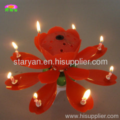 Rotating-chrysanthemum flower musical birthday candles