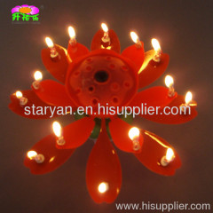 Double-deck rotating-chrysanthemum flower birthday candle