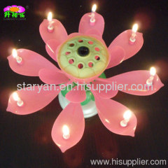 Large rotating-lotus flower musical birthday candles