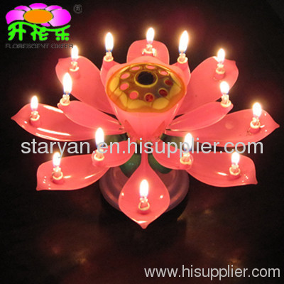 Large rotating-lotus flower gift birthday candle