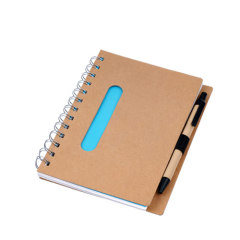 Recycled wire bound notebook with pen