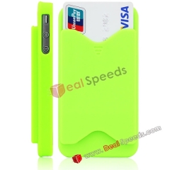 Popular ID Credit Card Holder Hard Case for iPhone 4S with Anti-Dust Button(Green)