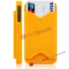 Fashion ID Credit Card Holder Hard Skin for iPhone 4S with Anti-Dust Button(Orange)