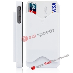 Unique ID Credit Card Holder Hard Case for iPhone 4S with Anti-Dust Button(White)