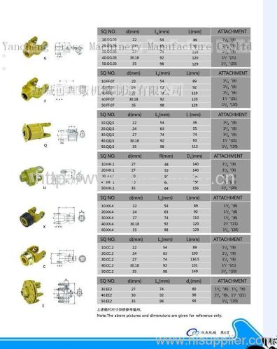 pto shaft yokes/joints