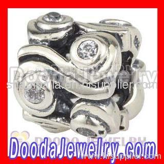 2012 european Ocean Wave Charm Bead White CZ