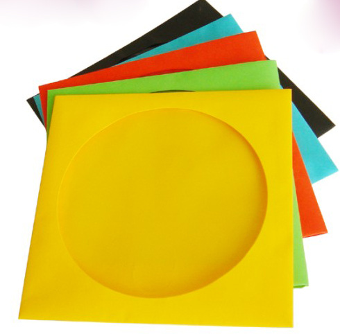 CD sleeves, 80/100/120g color paper (red/yellow/blue/black/orange/green), measures 12.6x12.5+2.5cm