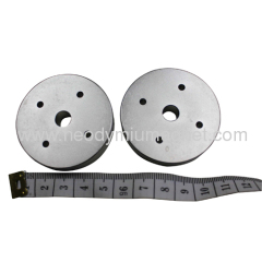 big disc neodymium arc magnet with through holes