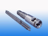 Twin conical screw barrel