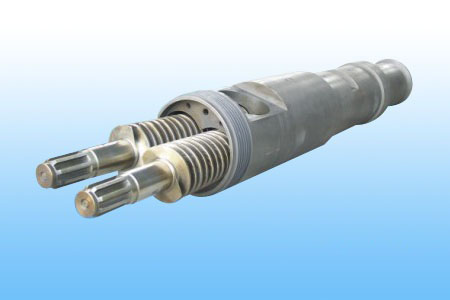 Nitrided twin conical screw barrel for PVC pelletizing