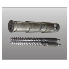 Nitrided conical twin screw and barrel