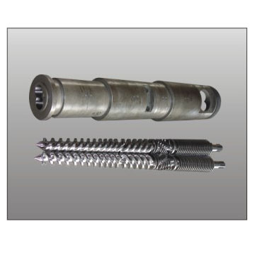 Nitrided conical twin screw and barrel for PVC
