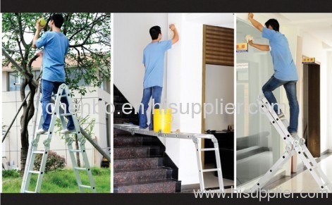 Aluminum Multi-purpose Combination Ladder 3.7Meters 4*3Rung with platform