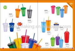 double wall plastic tumbler with straw