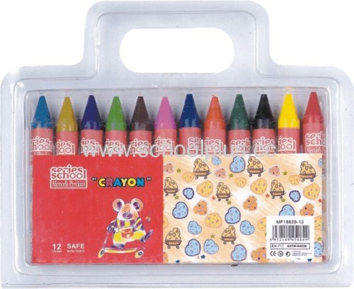 12pcs wax crayon with plastic box