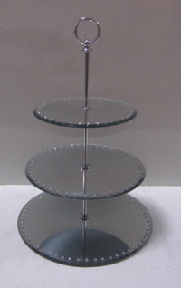 three level mirror faced cake stands