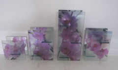 colored glass candle holders