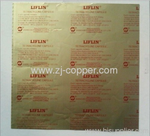 single gold printed ptp aluminium foil