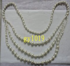 White glass pearl multi-layer wire line fashion necklace jewelry