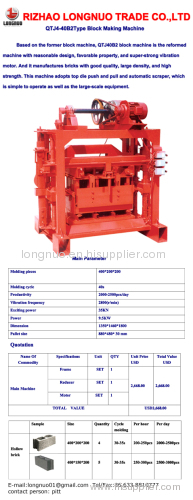 manual easily operated hollow brick machine QTJ4-40B2