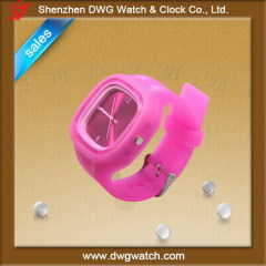 pink color silicone jelly watch