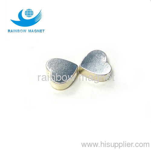 Neodymium Iron Boron heart shape magnets with silver coating