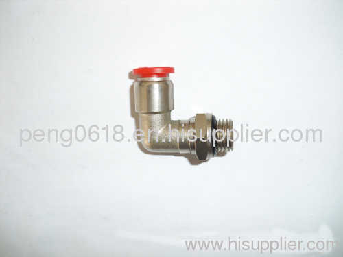 pneumatic brass fitting with red plastic sleeve