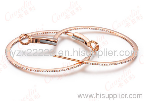 rose gold plated sterling silver diamond hoop earrings,diamond jewelry,925 silver jewelry,fine jewelry