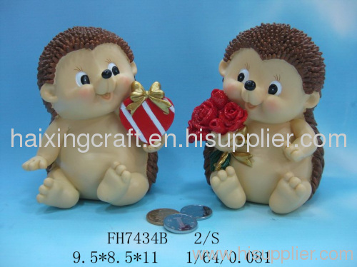 Cartoon Hedgehog Polyresin Coin Bank