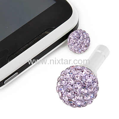 Wholesale Mobile Phone Dustproof Plugs With Violet Crystal Stones