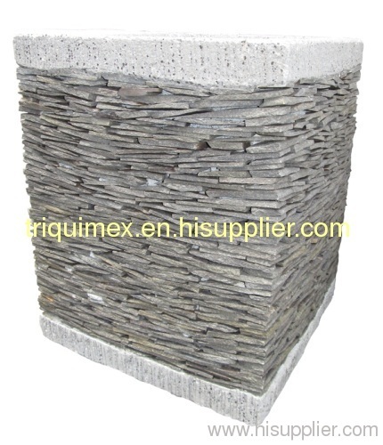 Natural stacked stone flower pot