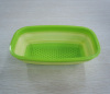 Green rectangle plastic collapsible colander