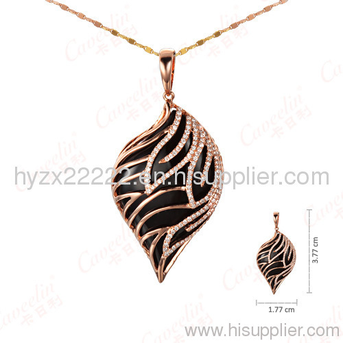 18k rose gold diamond and black onyx pendant necklace