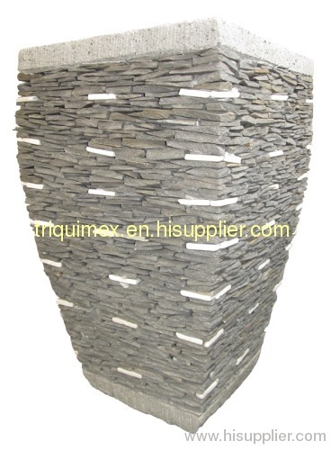 Natural stacked stone mosaic flower pot