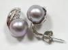 Purple freshwater pearl earrings,925 silver jewelry,pearl jewelry,fine jewelry