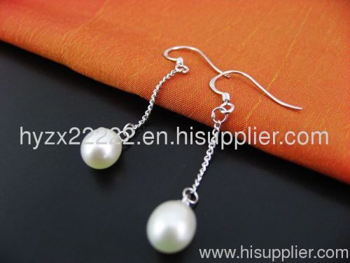 fashion sterling silver freshwater pearl dangle earrings,pearl jewelry,fine jewelry