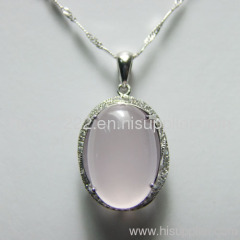925 sterling silver rose quartz pendant necklace,silver jewelry,gemstone pendant,fine jewelry
