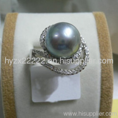14k white gold gray pearl ring,pearl jewelry,gold jewelry,fine jewelry