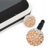 Wholesale Mobile Phone Dustproof Plugs With Clear and Light peach Crystal Stones