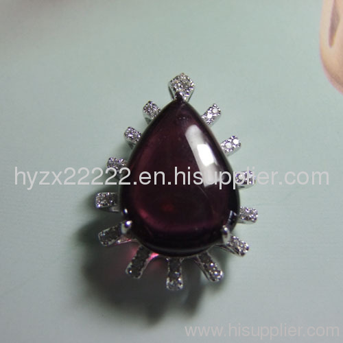 18k white gold garnet pendant,18k white gold jewelry,gemstone pendant,fine jewelry